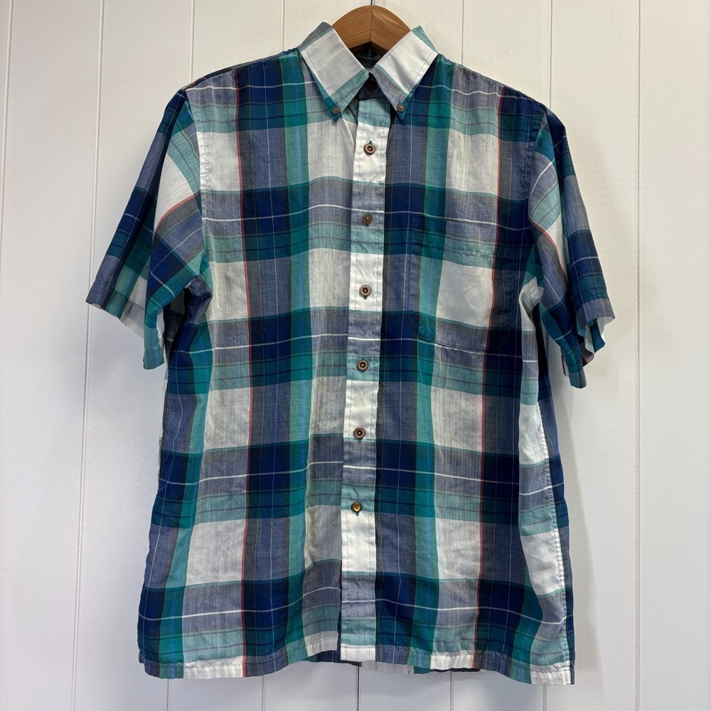 Vintage Arrow Sport 80s 90s Preppy Plaid Button Down Shirt Mens Medium Dadcore